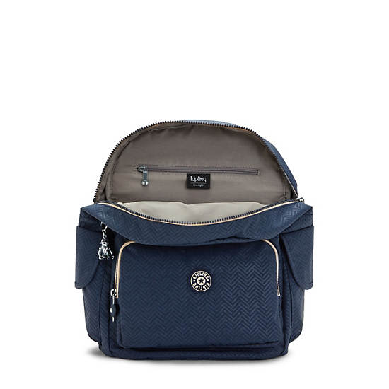 Kipling City Pack Medium Printed Ryggsekk Blå | NO 1410KO